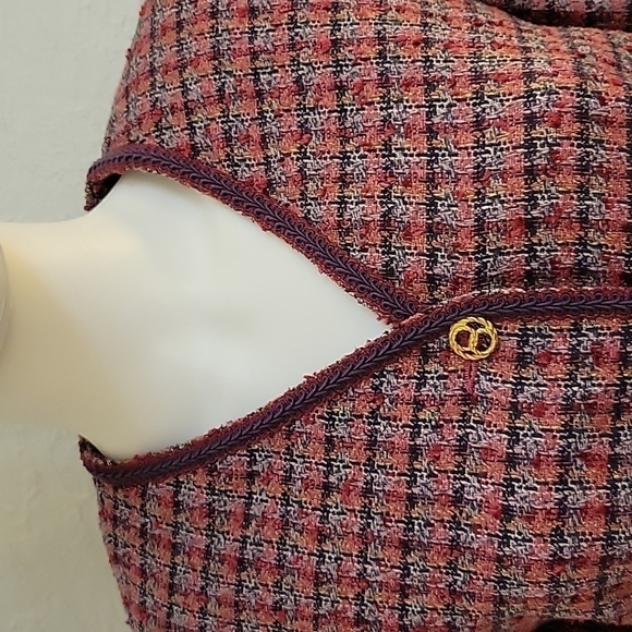 true Vintage KORET Pink Plaid Metallic Tweed Preppy Blazer - Picture 6 of 10